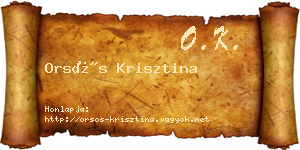 Orsós Krisztina névjegykártya